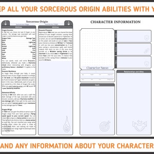 SORCERER CHARACTER SHEET for Dnd 5e Form Fillable Pdf - Etsy