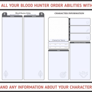 Blood Hunter CHARACTER SHEET for Dnd 5e Form Fillable PDF - Etsy