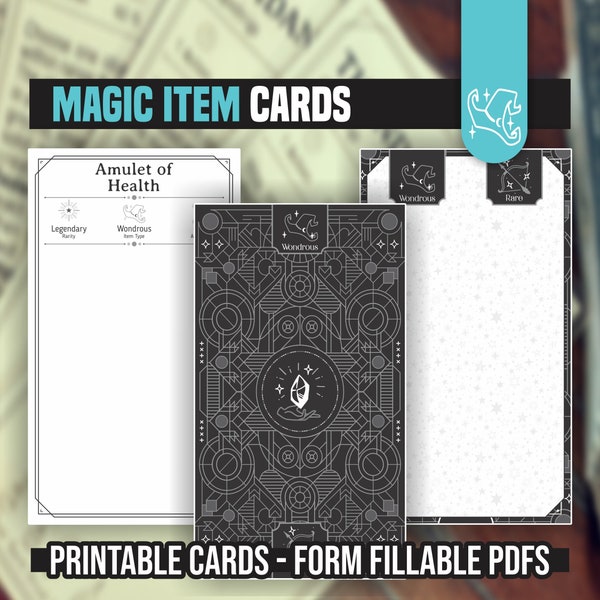 MAGIC ITEM CARDS for DnD 5e | Form Fillable PDFs Included | Dungeons and Dragons | D&D | Printable Cards