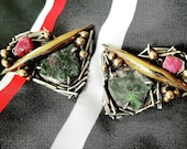 Margaret Ellis Ruby and Zoisite Sterling Earrings Mixed Metal Glamour Check out the pair listed