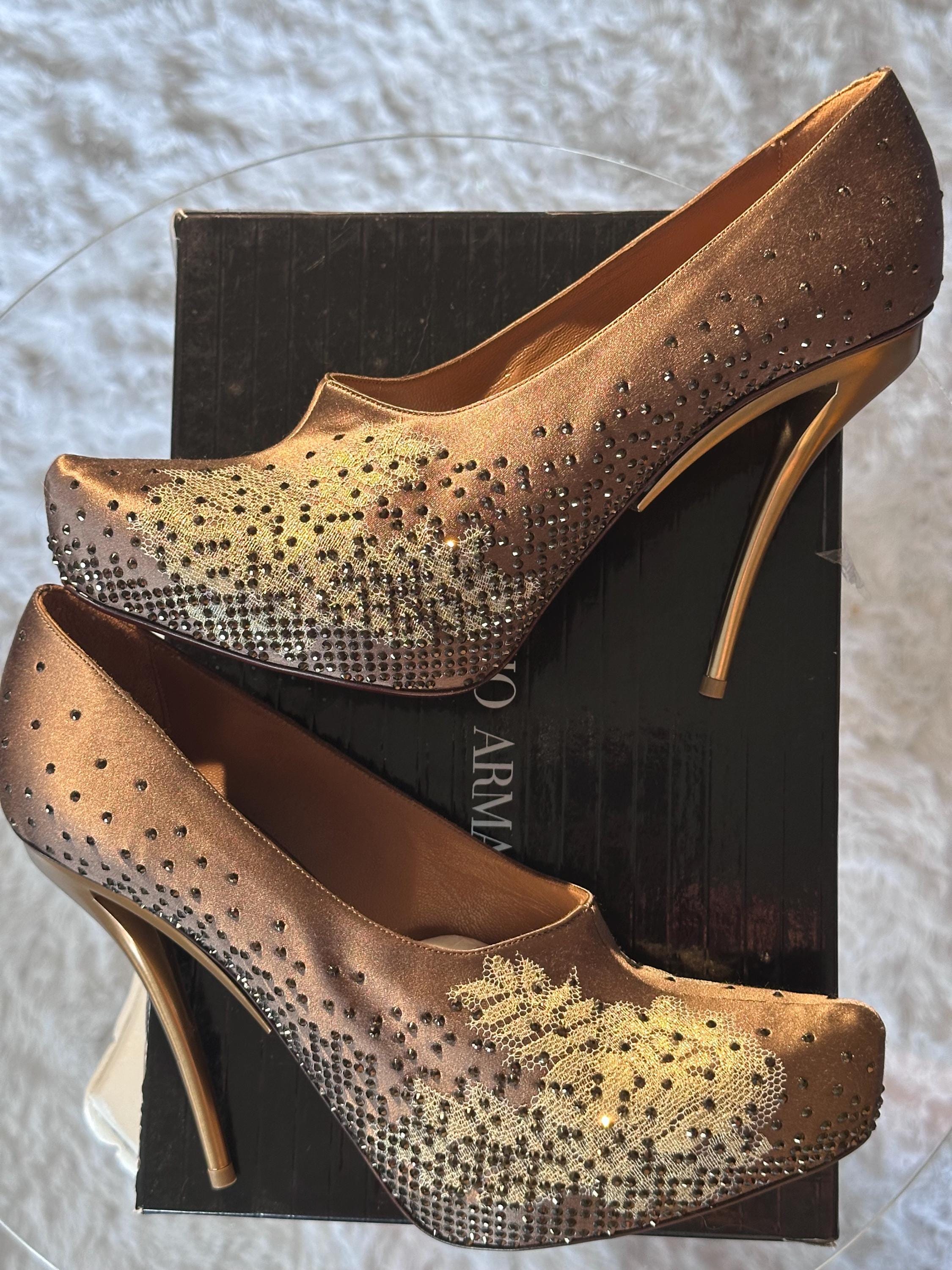 GIORGIO ARMANI　未使用　ハイヒール Giorgio Armani 90mm crystal-embellished ankle-strap Pumps