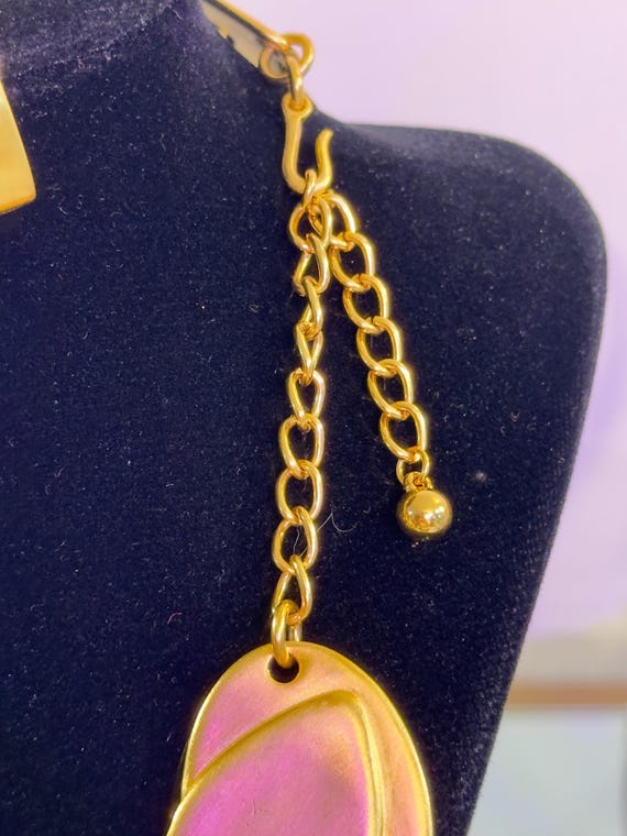 Vintage Kenneth Jay Lane Gold Geometric Necklace … - image 8