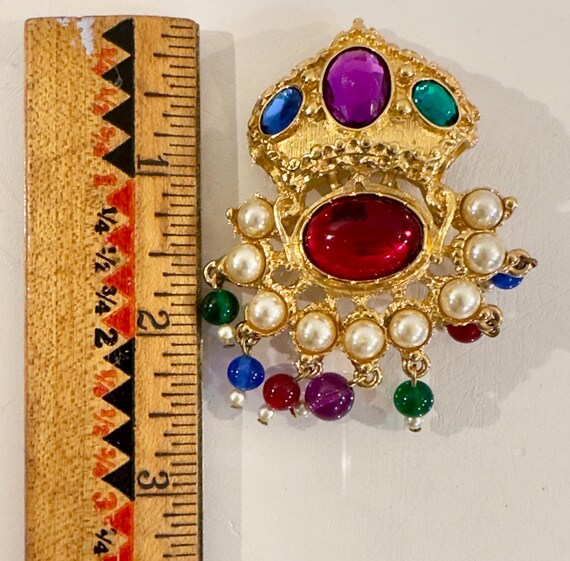Vintage Kenneth Jay Lane Brooch: Regal Rhinestone… - image 8