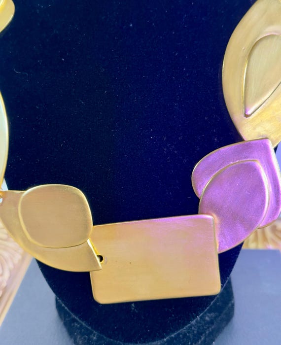 Vintage Kenneth Jay Lane Gold Geometric Necklace … - image 3