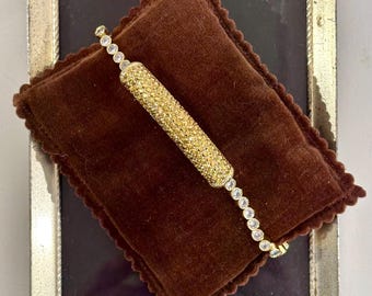 Vintage Brighton Gold and Clear Crystal Adjustable Bracelet. So sparkly!