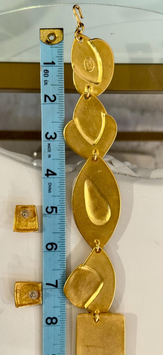 Vintage Kenneth Jay Lane Gold Geometric Necklace … - image 14