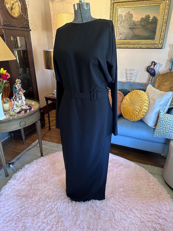 mac duggal pleated midi dress Purple Long Sleeve Pleated Charmeuse Handkerchief Dress
