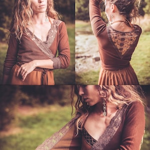 Wrap bohemian knit vest with lace &gt;&gt; Romantic bolero top - vintage criss cross blouse // boho chic