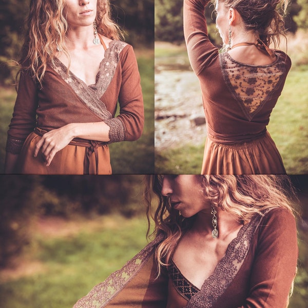 Boho wikkeltop >> Romantische bolero - vintage vest // Boho chic