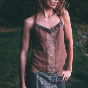 Tribal Halter top - Bohemian backless blouse with Shipibo prints