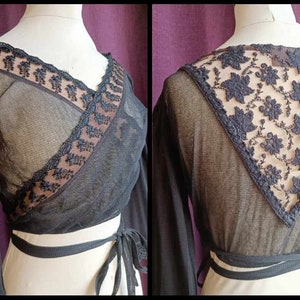 Top cruzado bohemio >> Bolero romántico - cárdigan vintage // Boho chic Negro