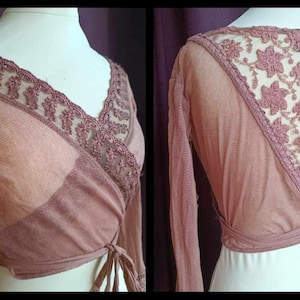 Top cruzado bohemio >> Bolero romántico - cárdigan vintage // Boho chic Rosa