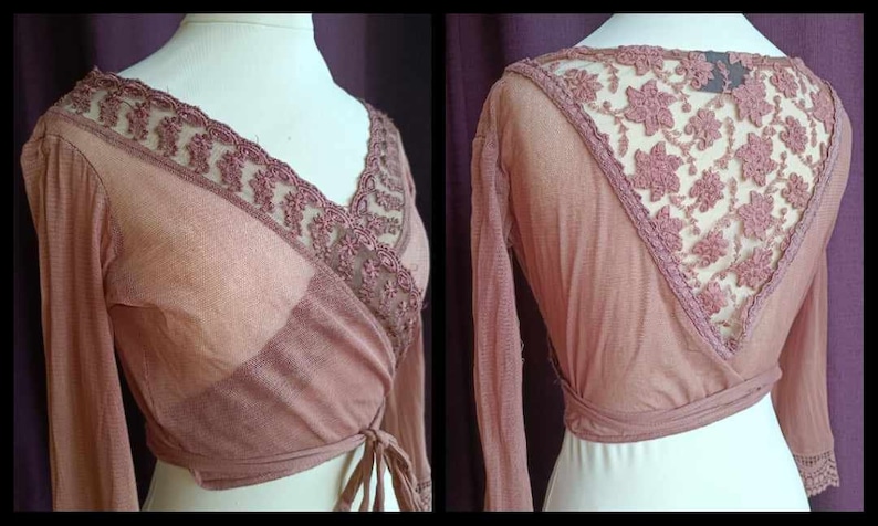 Top cruzado bohemio >> Bolero romántico - cárdigan vintage // Boho chic Rosa