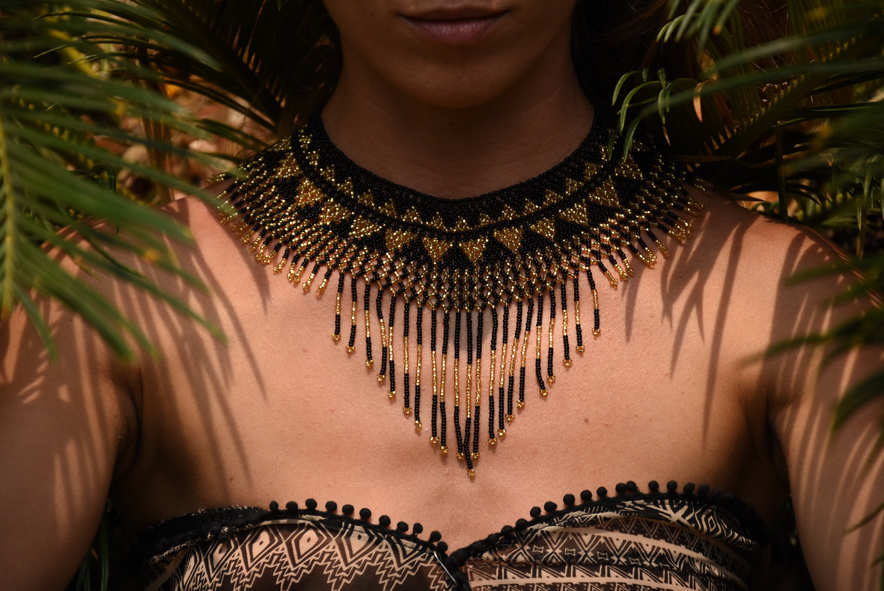 Yaomiao Collier Ras Du Cou Ethnique Coloré - Gros Collier Boho Tribal à Plastron Perlé Pour Femmes
