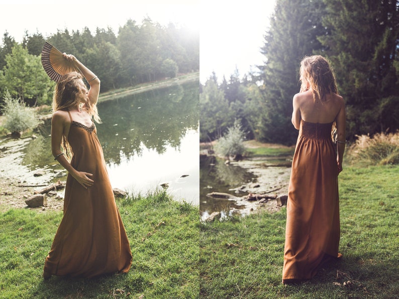 Bohemian long dress - Maxi dress boho chic backless halter neck 