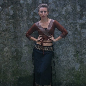 Top cruzado bohemio >> Bolero romántico - cárdigan vintage // Boho chic imagen 3