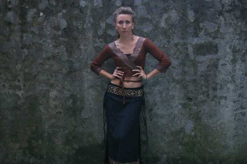 Top cruzado bohemio >> Bolero romántico - cárdigan vintage // Boho chic imagen 3