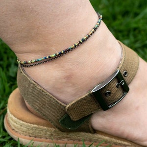 Bohemian Anklet, Boho Anklet, Rustic Anklet, Picasso Copper Anklet Large or Small Beads image 1