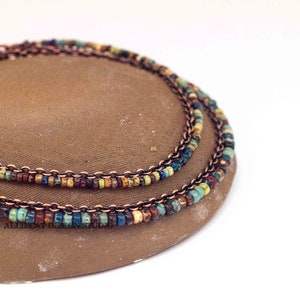 Bohemian Anklet, Boho Anklet, Rustic Anklet, Picasso Copper Anklet Large or Small Beads image 5