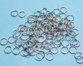 100 split rings, 6 mm, silver-coloured