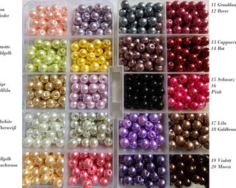 50 perles de verre perles de cire en verre 6 mm, couleurs au choix