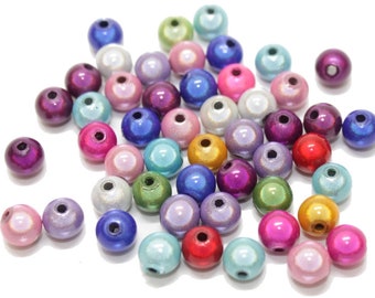 30 Perles Miracle 8 mm mélange de couleurs acryliques