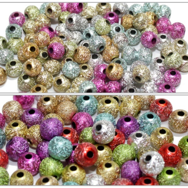 100 / 75 Stardust Perlen, 4 oder  6 mm, bunt, Acryl