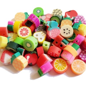 50 Polymer Beads Fruit Fruits Mixed Approx. 8 -12 mm