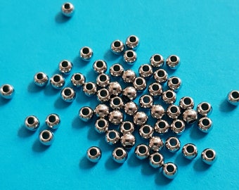 Stahlperle, 3 mm, Fädelloch 1,2 mm, 50 Stück