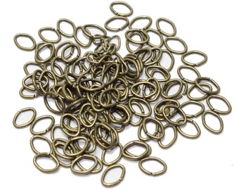 100 rings, binding rings, 7 x 5 mm, bronze