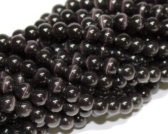 1 strand Cat Eye beads, 8 mm, black