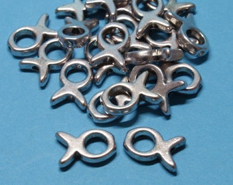 Fish, approx. 13 x 9 mm silver colored 20 pieces frame bead metal bead