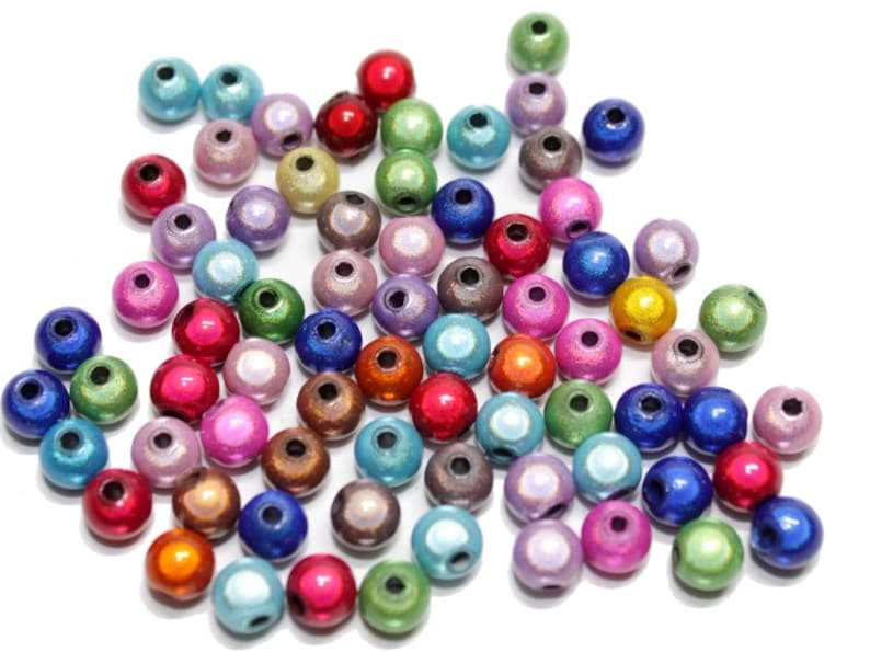 60 Miracle Beads 6 mm aus Acry, bunt gemischt. Bild 1