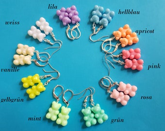 Boucles d’oreilles ours gommeux dans des choix de couleurs pastel