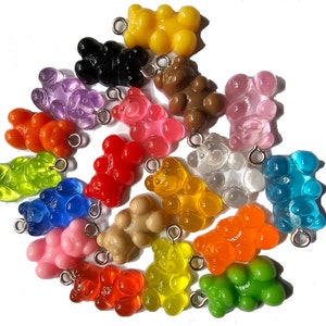 Bears gummy bear pendant charms 10 pieces color mix approx. 21 x 11.5 x 7 mm