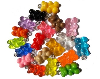 Bären Bärchen Gummibärchen Anhänger Charms 10 Stück Farbmix ca. 21 x 11.5 x 7mm