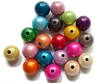 20 perles miracles, 10 mm, acrylique, mélange de couleurs