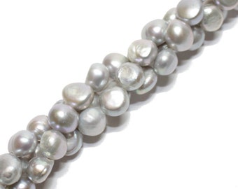 Freshwater cultured pearl light gray Potato approx. 8-9 mm strand