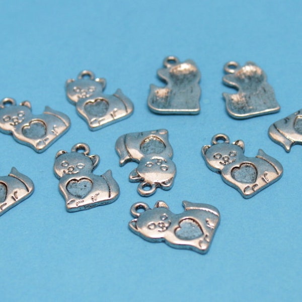 10  Kätzchen Katze Metallanhänger Charms