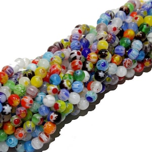 Millefiori Perlen, 1 Strang, 4, 6, 8 oder 10 mm