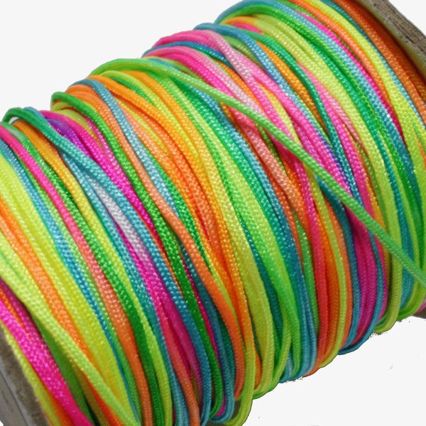 0,25EUR/M Satinkordel Regenbogen  ca. 1,5 mm, 5 Meter