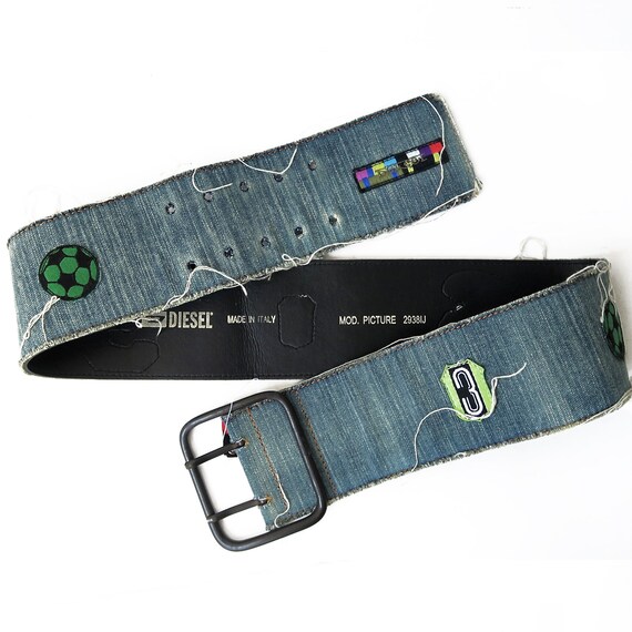 Jeans Belt, Patch, leather belt, High waist, Blue