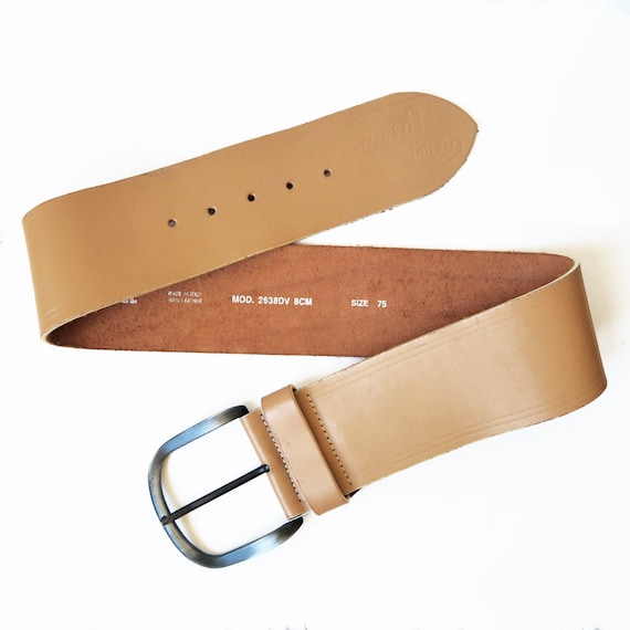 Belt with buckle, cognac belt, womens belts, wide