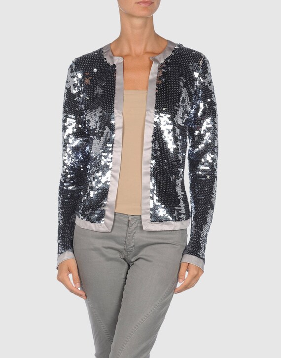 Pailettes jacket, Metallic Blazer, Black Glitter,
