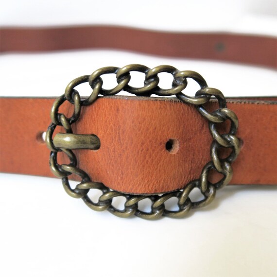 Diesel, Leather Belt, Chain buckle, Woman Belt, Br