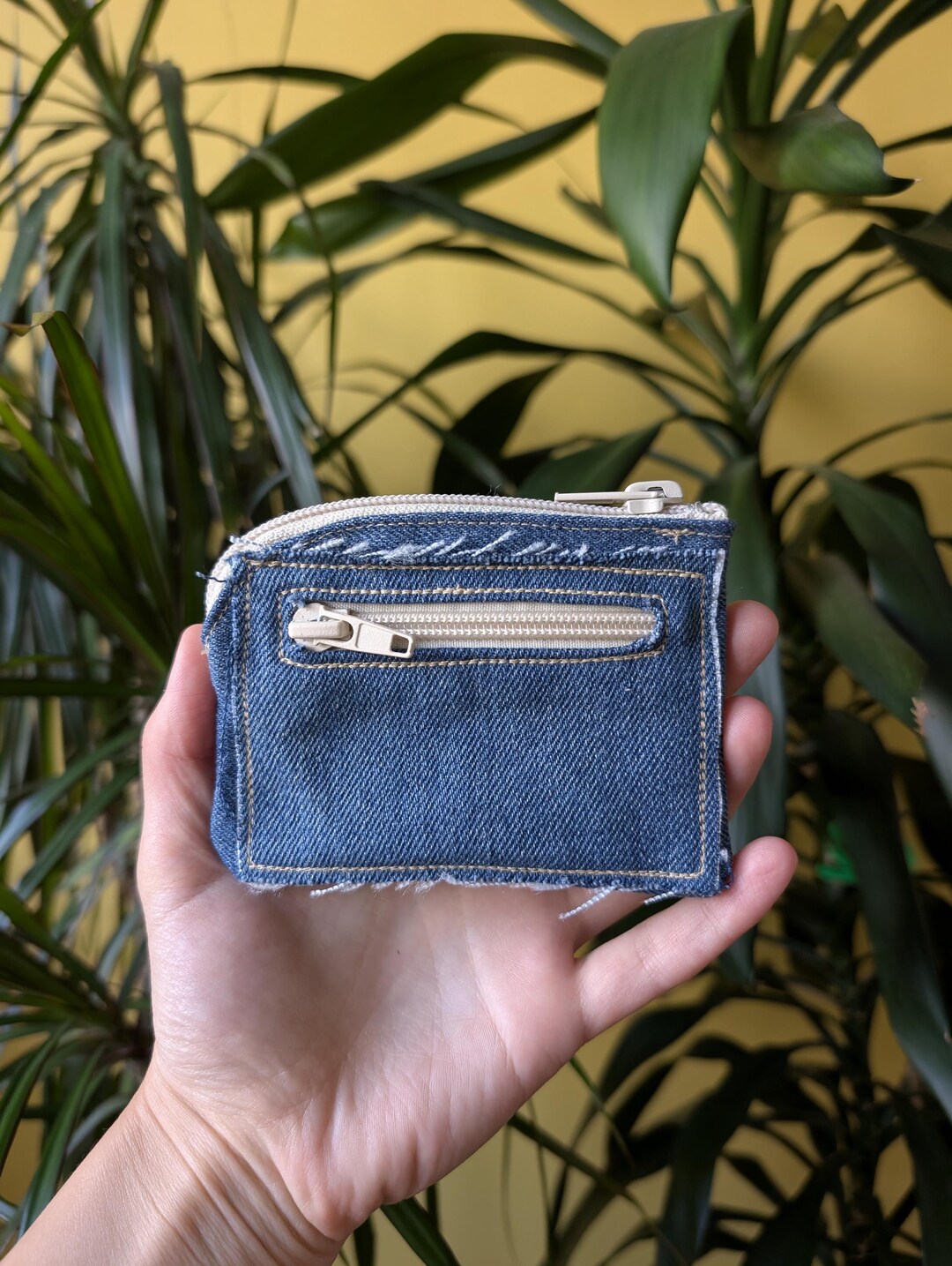 Upcycled Denim Wallet: Minimalist Pocket Coin Purse, Eco-friendly ...