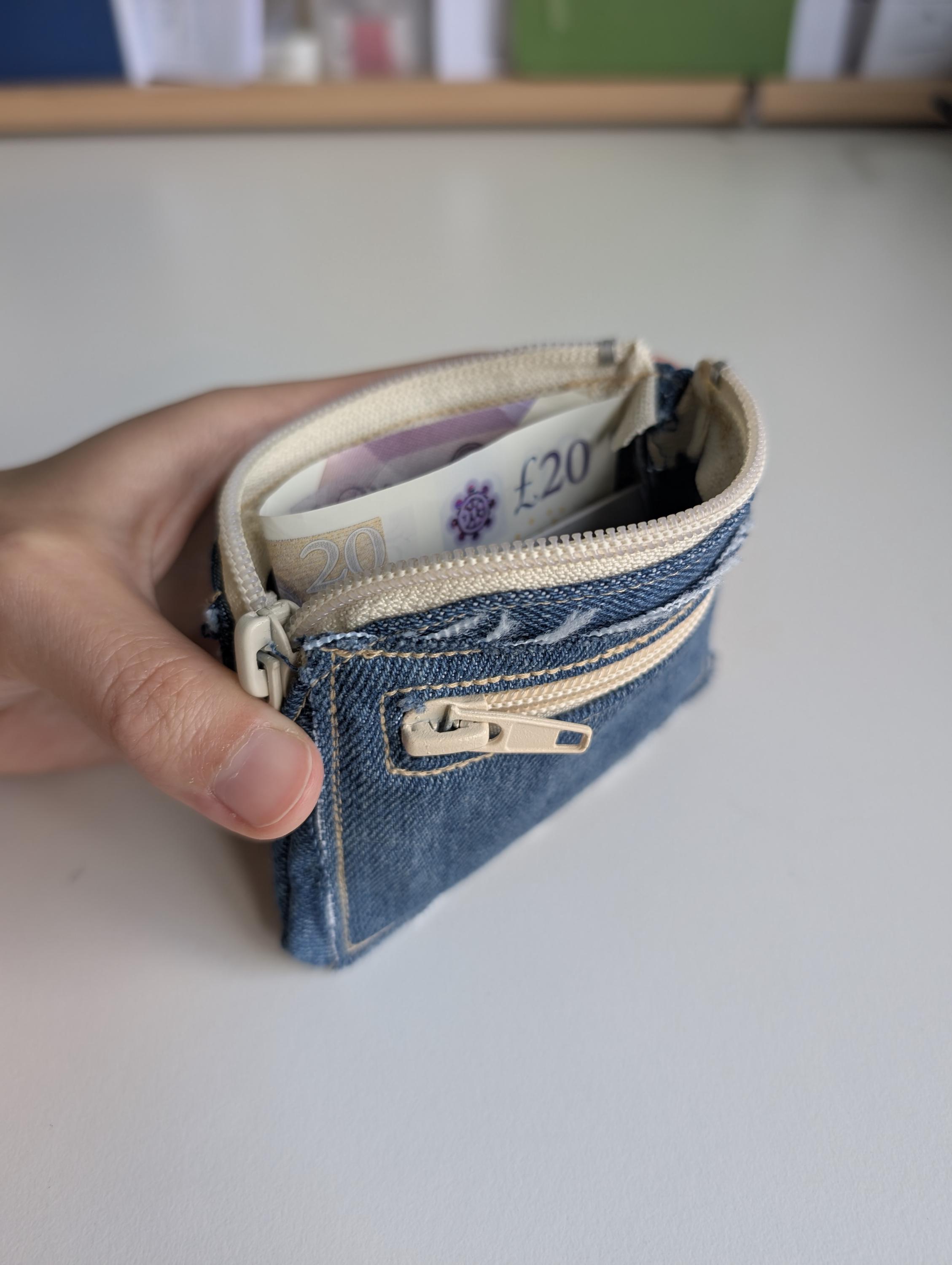 Upcycled Denim Wallet: Minimalist Pocket Coin Purse, Eco-friendly ...