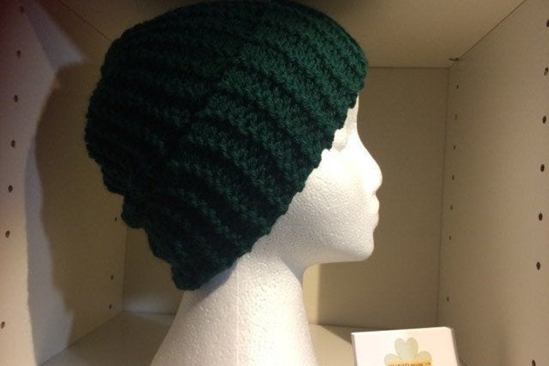 Unisex other colours available Copper Beanie HandKnit Green
