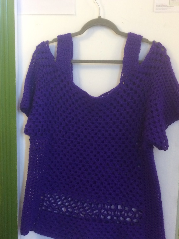Crochet Ladies Top Purple, Handmade in Ireland