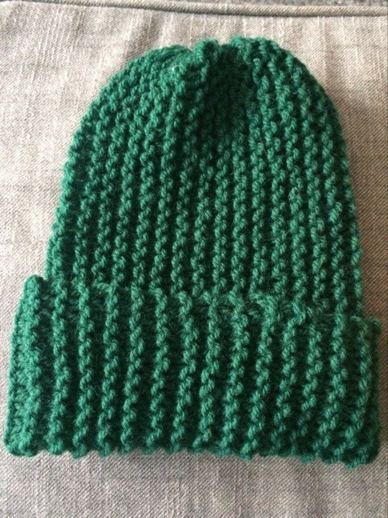 Unisex other colours available Copper Beanie HandKnit Green